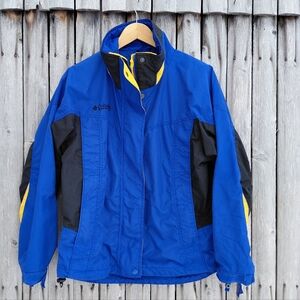 Vintage 90s Columbia Bugaboo blue yellow windproof shell jacket coat Womens M